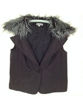 Rodika Zanian Paris Faux Fur Collar Crop Puffer Vest